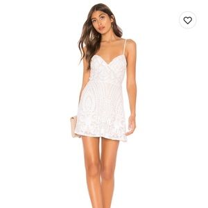 NWT superdown “tiff mini dress” cream and white sequin beading size XS